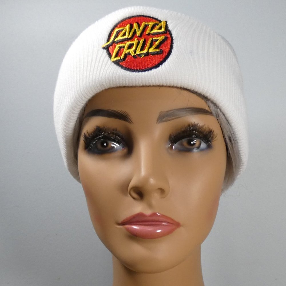 White knit beanie cap with Santa Cruz logo - Picture 2 of 8
